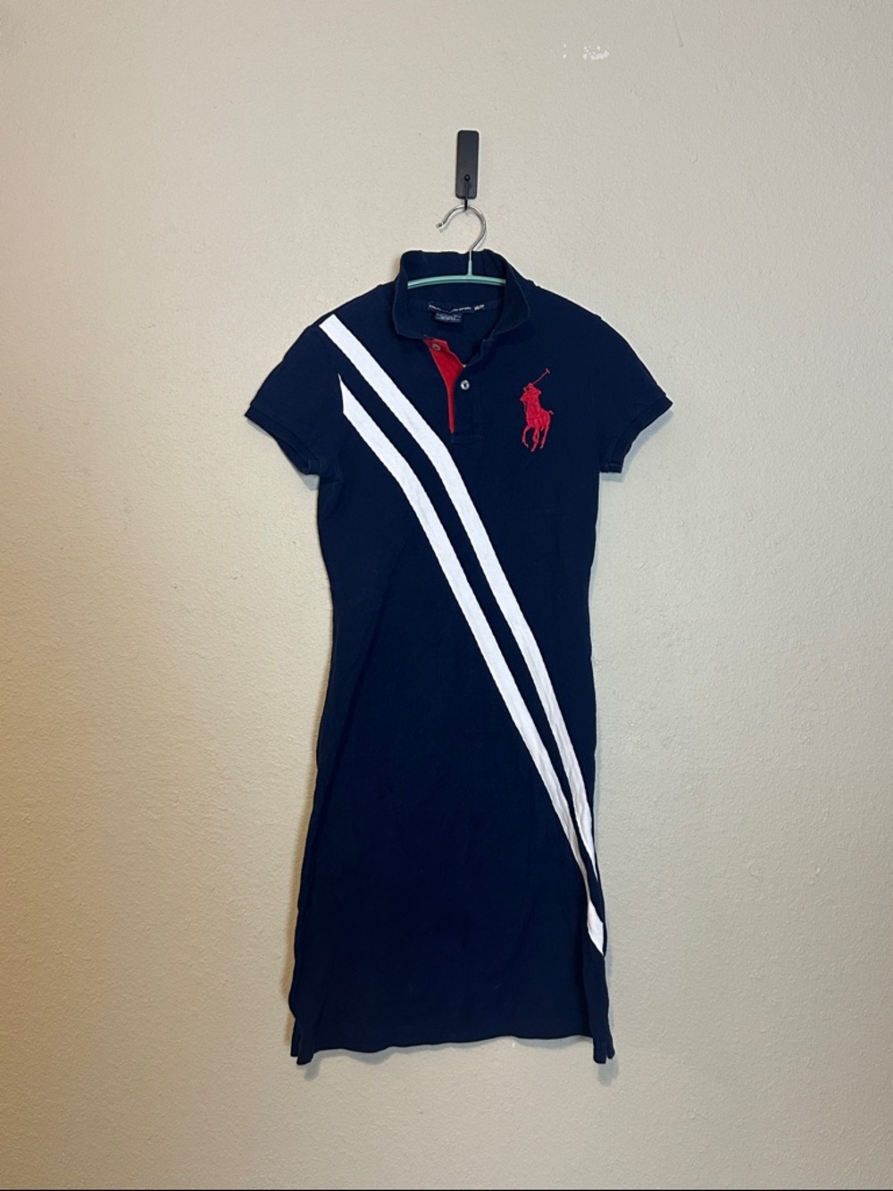 Vintage Y2K Polo Ralph Lauren Sport Shirt Dress Striped Big Pony Size XS